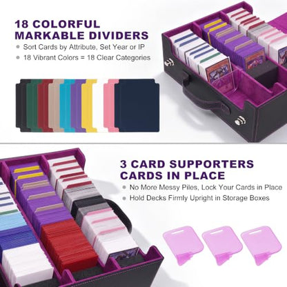 3-Row Trading Card Storage Box with handle & Closure, Black Purple - color: Black Purple, size: 3 Rows