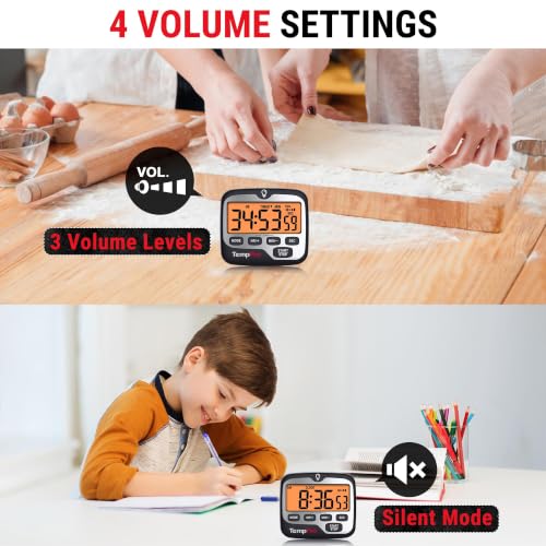 TempPro TM01 2-in-1 Kitchen Timers for Cooking with 12/24H Clock Mode - size: Digital Timer 1 Pack