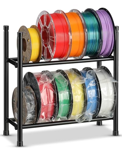 AHOWPD Desktop 3D Printer Filament Storage Rack - Tabletop 2-Tier Organizer for Filament Spools, Holds 5 Spools per Layer, for PLA/ABS/TPU Filament (2-Tier) - style: 2-Tier