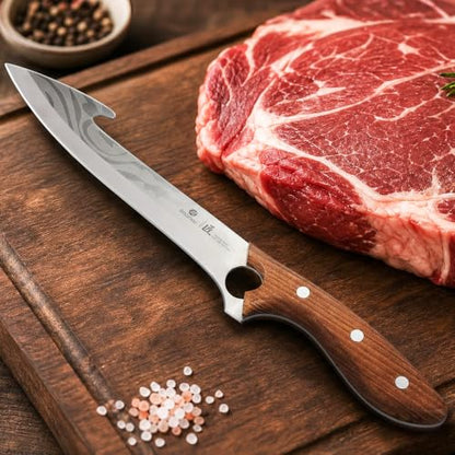 imarku Boning Knife 7.8 Inch for Meat Cutting High Carbon Stainless Steel - color: Ash Wood Brown