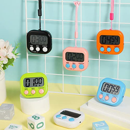 Weewooday 24 Pcs Digital Kitchen Timer Magnetic LCD Alarm, Colorful - color: Colorful