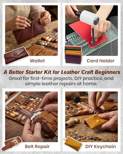 SAKERNEO Leather Working Tools kit Leather Tooling Kit Leather Craft Tools - size: Max Version