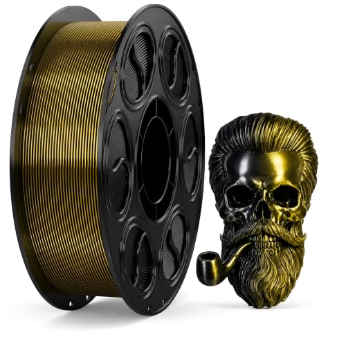 Gradient Silk PLA Filament 1.75mm, Shiny Black-Gold Metallic Dual Color, Layer-Hiding 3D Printer Filament, Accuracy +/- 0.02mm, Fits Most FDM Printers, 1kg Spool (2.2lbs) - color: Black Gold
