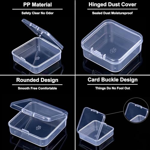 Bead Organizer Box, 84Pcs Small Clear Plastic Storage Containers, 3 Large Craft Organizer Boxes, 3 Sheets Label, Mini Parts Storage Solution for Beading Jewelry Making Diamond Arts Screws Seeds - size: 3 Pack - 84 Pcs (2.16" x 2.16" x 0.78")