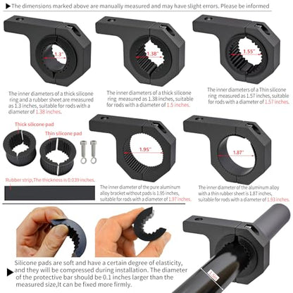 Universal Bull Bar Clamp Mounting Kit-4PCS Heavy Duty LED Light Bar Brackets for 1.38"/1.5"/1.57"/1.77"/1.97" Tubes, Fits Roof Roll Cage, Bumper, Off-Road Driving Lights - size: 4pcs Standard
