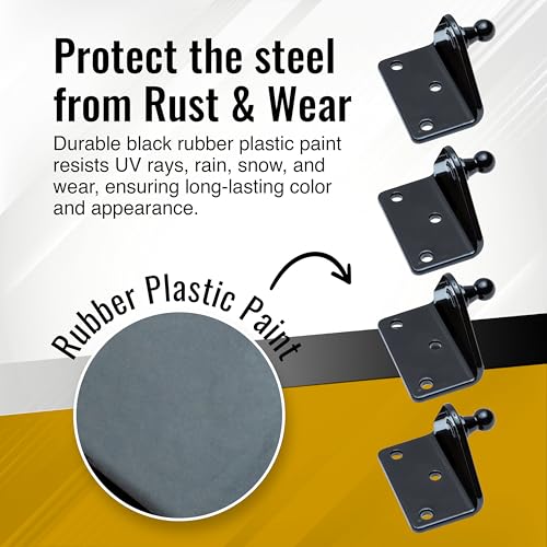 10MM Ball Stud Mounting Black Bracket for Gas Struts - Heavy Duty Lift Support Shock Brackets with Stainless Steel Screws - Ideal for Spring Hood Struts & Closer Piston Prop Mounts – x4 Angled - color: Black, size: x4 Angled 10mm