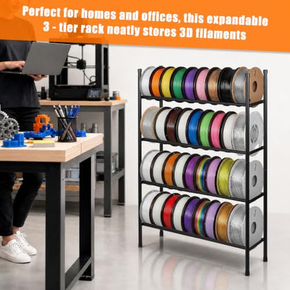 4-Tier 3D Printer Filament Storage Rack, Expandable Spool Organizer - size: 4-Tier