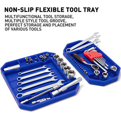 3pcs Large Non-Slip Flexible Silicone Tool Tray, Mechanic Tool Mat, Tool Organizer, Tool Storage, Tool Holder, Grip Mats, No Magnets, Christmas Day Gift for Men, Father’s Day Gift - color: Blue