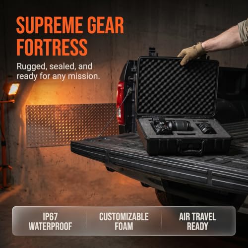 MEIJIA Waterproof Hard Camera Case,Hard Laptop Case,Hard Case with Customizable Fit Foam Included,Fit for Laptops,camera,lens(Black, 19.78"X13.93"X4.68") - size: 19.78" x 13.93" x 4.68"