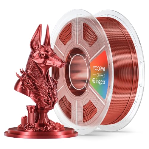 YOOPAI RougeRed Silk PLA Filament 1.75mm, Luxury Chrome-Like Mirror Shine, Premium Silk Smooth Finish, Reliable Consistent Printing 3D Printer Filament, 1kg Spool(2.2lbs) - color: B-silkpla-1kg-b-rougered
