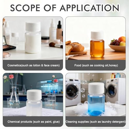 12 PCS 15 ML 0.5 OZ Plastic Clear Bottles Empty Container with White Screw Cap Solid Powder Case Refillable Storage Holder Sample Jar for Dispense Different Items