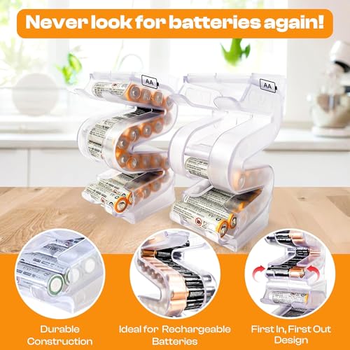 Battery Ladder Case - Battery Organizer & Dispenser (AA, 2-Pack) - color: 2 - Pack, size: AA