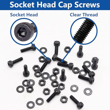 300PCS M3 x 8mm Hex Socket Head Cap Screws with Nuts and Washers, 12.9 Grade Alloy Steel M3 Bolts with Hex Wrench - color: BK-M3 x 8mm