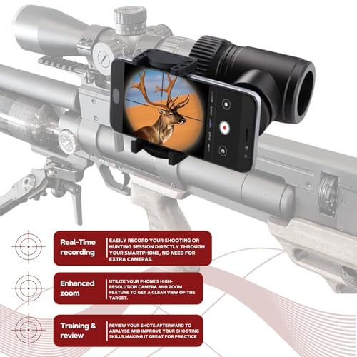 Universal Phone Scope Adapter – Side Mount Design Smartphone Scope Mount – Hunting, Birding, Target Shooting, Aiming, Sighting – All-Aluminum Black Frame Camera Mount - Sidewinder Scope Phone Adapater