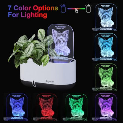 Planter with LED Note Board & 7 Colors Pen, Led Acrylic Message Board with Planter,Dog Board Night Light with Planting Pot for Mother's Day/Children's Day Gifts(No Plant) - color: Gray-Dog