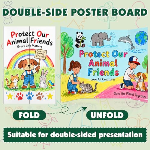 10 Pack White Trifold Poster Board, 36in x 48in Corrugated Project Board - size: 36''x48''-10P