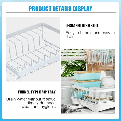 7 code 2-Tier Large Dish Drying Rack for Kitchen Counter, White - color: White