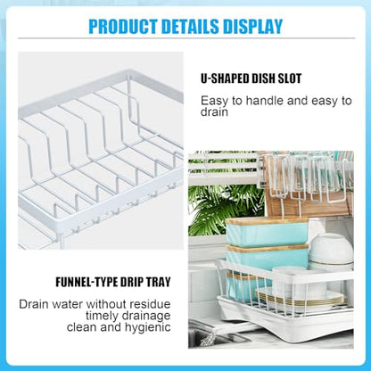 7 code 2-Tier Large Dish Drying Rack for Kitchen Counter, White - color: White