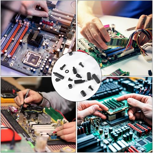 350Pcs M2 Male Female Nylon Hex Spacer Standoff Screw Nut Assorted Assortment Kit Threaded Pillar for PCB Circuit Board Motherboard Standoffs Black - size: 350Pcs M2