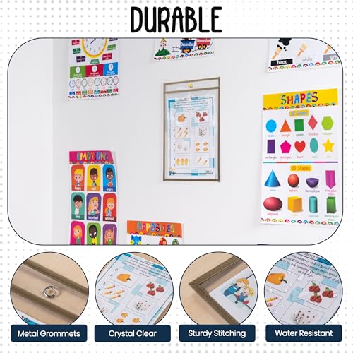 Essex Wares - 6 Pack, Tan Dry Erase Pockets, 10" Wide x 13.5" Tall - color: Tan