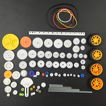 EUDAX 82 pcs Plastic Gear Package Kit - DIY Gear Assortment Accessories Set for Toy Motor Car Robot Various Axle Belt Bushings - size: Small
