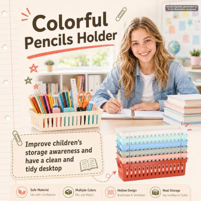 14 pcs Boho Pencil Basket Dispenser for Classroom Pencil Holder for Desk - color: Boho