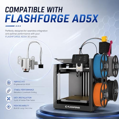 Hotend Heating Assembly for Flashforge AD5X 3D Printer, Hot End Heating Block Kit with Ceramic Heater, Thermistor Sensor & Metal Clip, Extruder Replacement Parts & Accessories - size: ad5x Hotend Heating Assembly