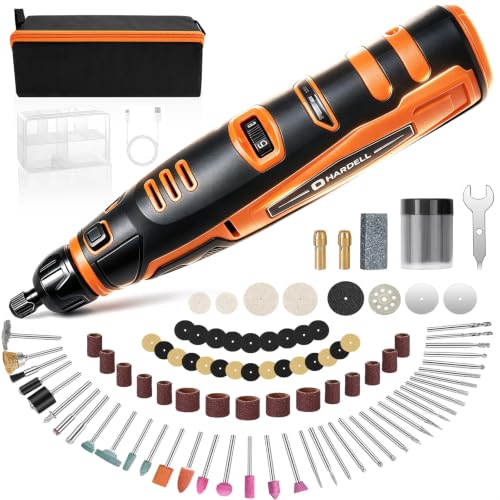 HARDELL 12V Cordless Rotary Tool Kit 6-Speed 30000RPM Rotary 94 Accessories - color: Black Orange