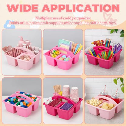 Kathfly 4 Pack Classroom Caddy Organizer with Handle Bulk, Pink - color: Pink