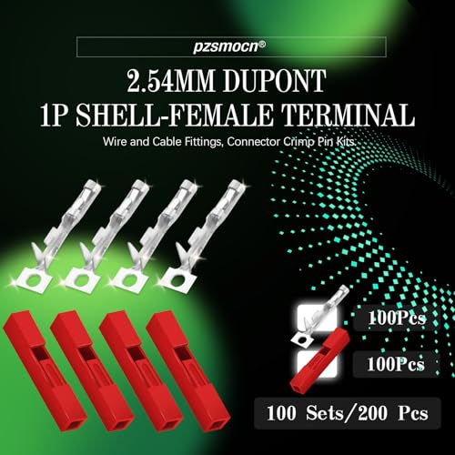 100 Sets / 200 Pieces for Dupont 2.54mm 1Pin Female Red Connector - size: 1-Pin Female, style: Red-Single Row