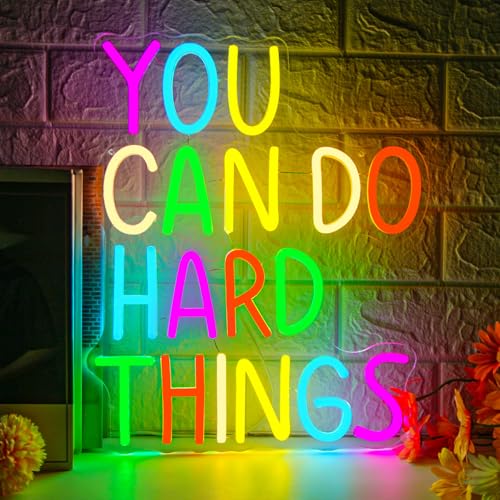 You Can Do Hard Things LED Neon Light Sign for Gym Kids Positive Wall Decor - color: You Can Do Hard Things Neon Sign