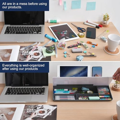 Small Desktop Glass Whiteboard Dry-Erase-Board - Computer Keyboard Stand White Board Surface Pad with Drawer, Desk Organizers with Accessories for Office, Home, School Supplies - Grey - color: Grey