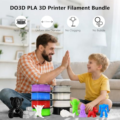 1.75mm 8 Spools Basic Colors PLA 3D Printer Filament Bundle, White/Black/Clear/Light Grey/Blue/Red/Green/Purple, Each Spool 0.25kg, Total 2kg PLA 3D Printing Material, 250g x 8 Spools - color: 8 Colors Bundle: White/Black/Clear/Light Grey/Blue/Red/Green/P