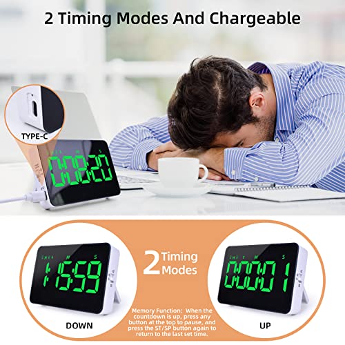 Samshow Rechargeable Digital Kitchen Timer, Green, 5 Inch - color: Green