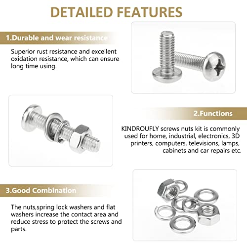126 Pieces M6 x 8/10 /12/16 /20/25 /30mm Phillips Pan Head Machine Screws Nuts Washers Assortment Kit, 304 Stainless Steel, Fully Machine Thread - size: M6