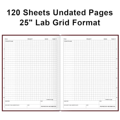 Lab Notebook/Laboratory Notebook - (.25" Grid Format), Laboratory Notebook Quad Ruled Science Lab Book with Grid Pages: Table of Contents for Chemistry, Physics, Biology, 8" x 10", Red - style: Red