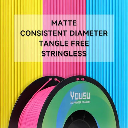 YOUSU Matte PLA 3D Printer Filament 1.75mm, Magenta 3D Printing Filament, A Variety of Colors and Unique Matte Effect, Excellent Print Quality, Easy to Print, Fit Most FDM Printers, 1kg (2.2lbs) - color: 08-matte Magenta, size: Matte PLA