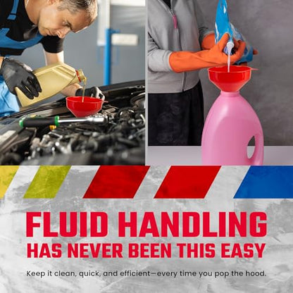 NASCAR Automotive Funnel Set – Oil, Gas & Fluid Funnels for Cars & Trucks, Durable, Lightweight, & Versatile, Includes 3 Sizes: Small, Medium, Large, Multi-Purpose Use for Oil Changes, Fuel, & More