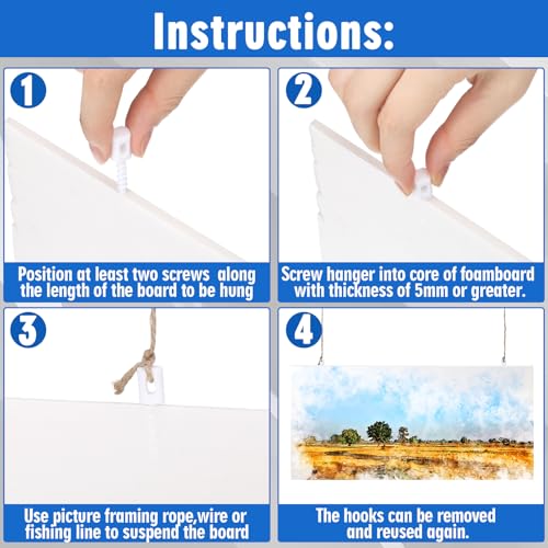 Chunful 24 Pack Foam Board Hangers Foamcore Wall Mounting Hangers