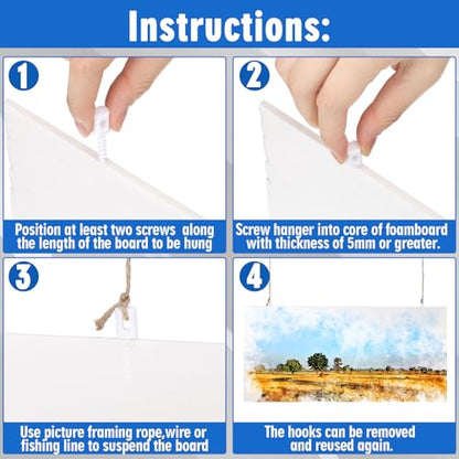 Chunful 24 Pack Foam Board Hangers Foamcore Wall Mounting Hangers