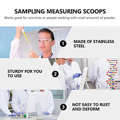 Hemobllo 6-Pack Stainless Steel Reagent Sampling Spoons Spatula Set for Deep Bottle Sampling Powder Scooping Mixing Chemistry Lab and Kitchen Use