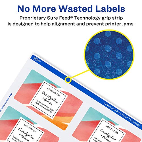 Avery® Printable Durable White Rectangle Labels, Sure Feed® Technology, 2" x 4", Waterproof Labels, Laser & Pigment-Based Inkjet Compatible, 1000 Total, Great for Product Branding, Marketing, and More - style: 1,000 labels