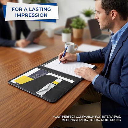 Samsill Professional Padfolio - Faux Leather Portfolio Folder for Men and Women, Leather Padfolio with 8.5 x 11 Writing Pad, Resume Portfolio Folder, Functional Business Portfolio for Meetings and Interviews, Black - size: Letter - 8.5 x 11 inches, style: