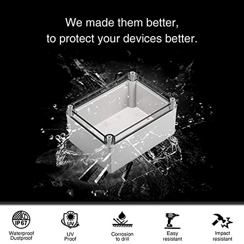 QILIPSU Outdoor Junction Box IP67 Waterproof Project Box ABS Plastic Weatherproof Electrical Enclosure Clear Cover (6.9"x4.9"x3.9" CC) - color: Clear Cover, size: 6.9"x4.9"x3.9"