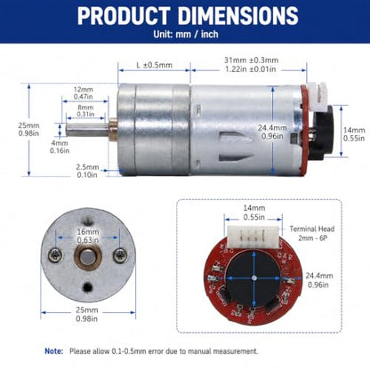 DC Motor with Encoder, Motor DC 12V GearboxMotor with Mounting Bracket 500RPM 65mm Wheel Kit for Smart Car Robot DC12V JGA25-371 (Speed 130) - size: Speed 130