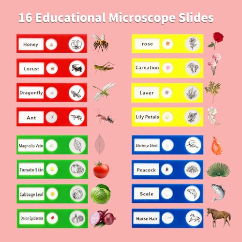 BLACKROOT Microscope for Kids, 2.4" Handheld Digital Pocket Microscope - color: Red