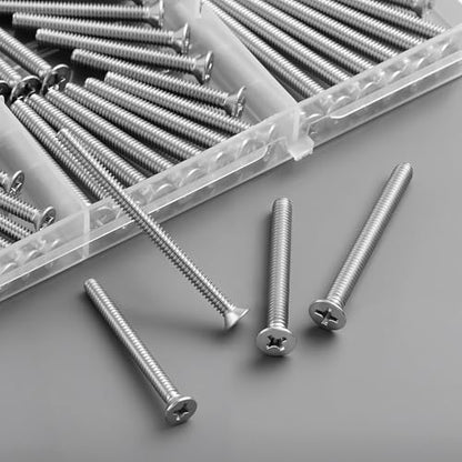 VGBUY 105Pcs Extra Long Outlet Screws Machine Electrical Screws Kit,#6-32#8-32 Phillips Flat Head 304 Stainless Steel for Wall Plate Switch/Outlets,Mounting Electrical Extender - style: 105PCS #6 #8 Kit