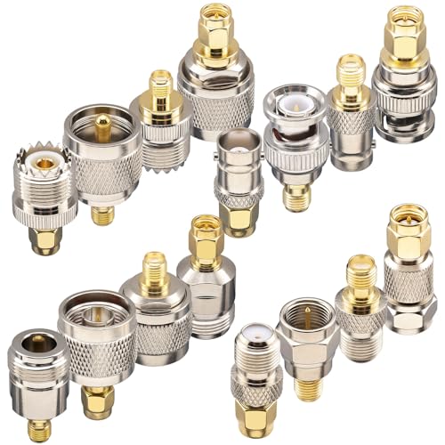 16-Piece SMA Adapter Kit: SMA to BNC, N, F, UHF Coaxial Connectors - size: 16 Pieces - SMA Kit