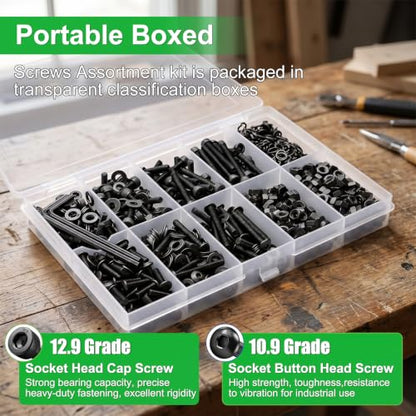 Twidec/1002PCS M3 Screws Assortment Kit,Hex Socket Button & Cap Head Screws - color: 1002PCS