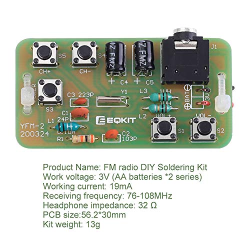 2 PCS DIY Radio Kit, Icstation FM Radio Kit 76MHZ-108MHZ Soldering Project Radio Module DIY Kits Electronic Solder Practice Kit for Back to School STEM Labs Physics Educational 15 Ages+ and Adults